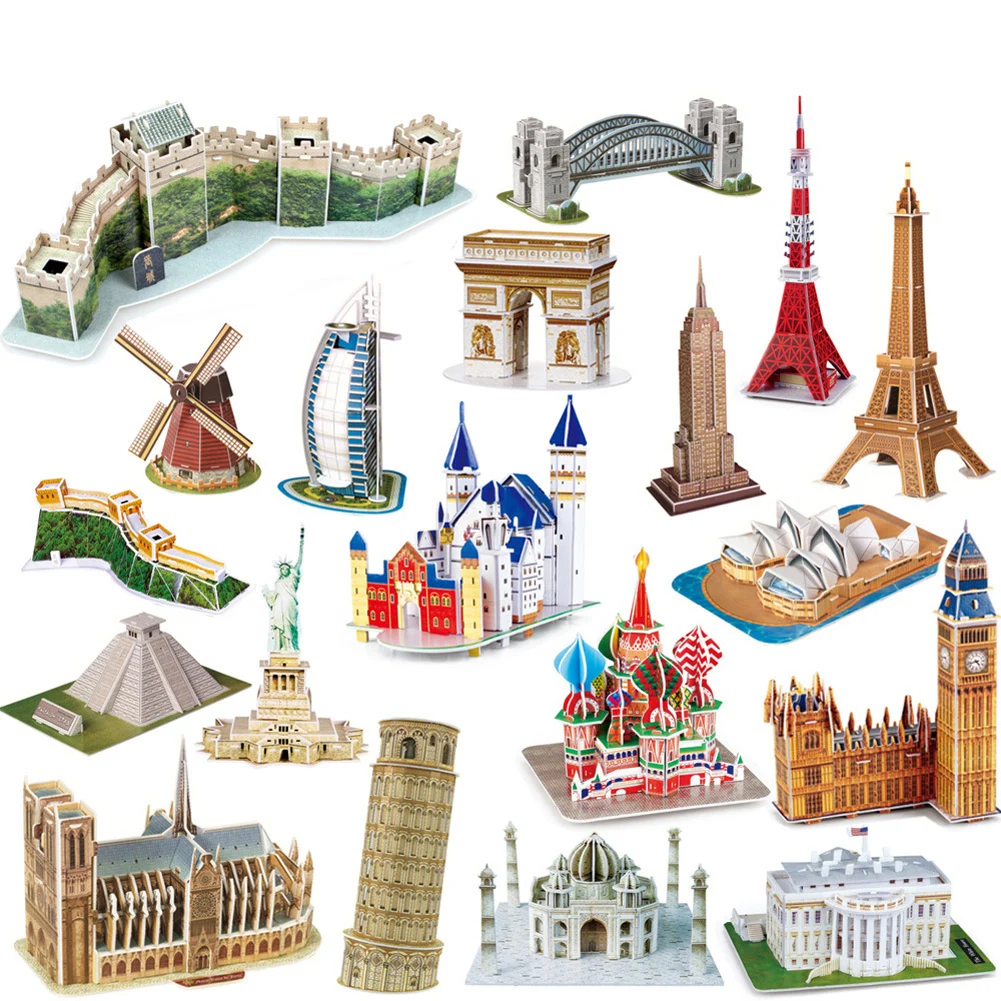 3D Famous Buildings Landmarks Architecture Models Jigsaw Puzzles Sets 