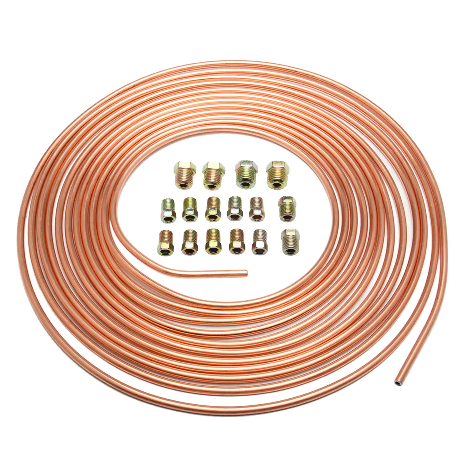 25 Foot Brake Line Tubing 3/16 OD Flexibile Full Size Nuts SAE Thread Corrosion Resistance