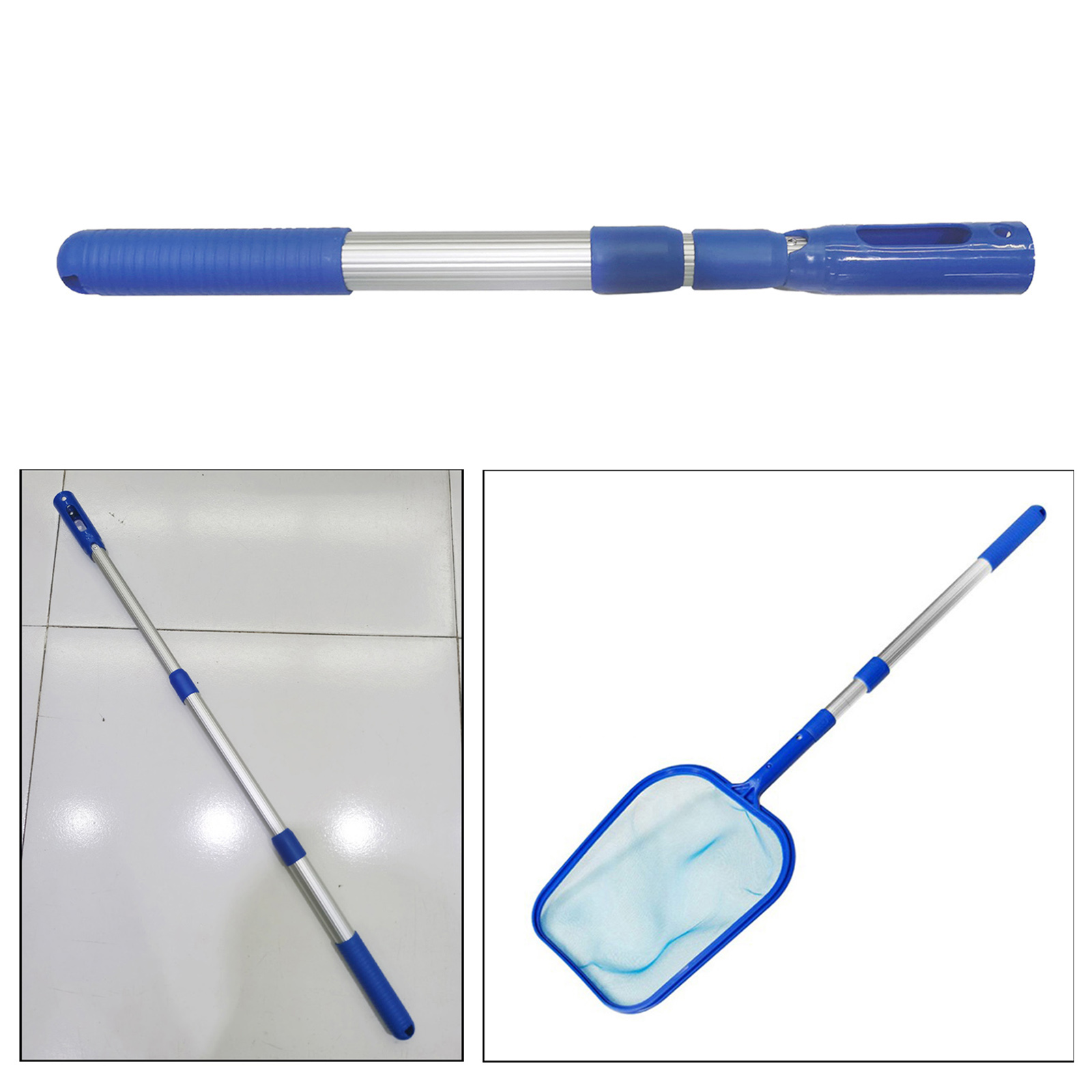 3-Stage 90cm Universal Aluminum Alloy Swimming Pool Telescopic Pole, Strong Grip & Lock, Ribbed Finish