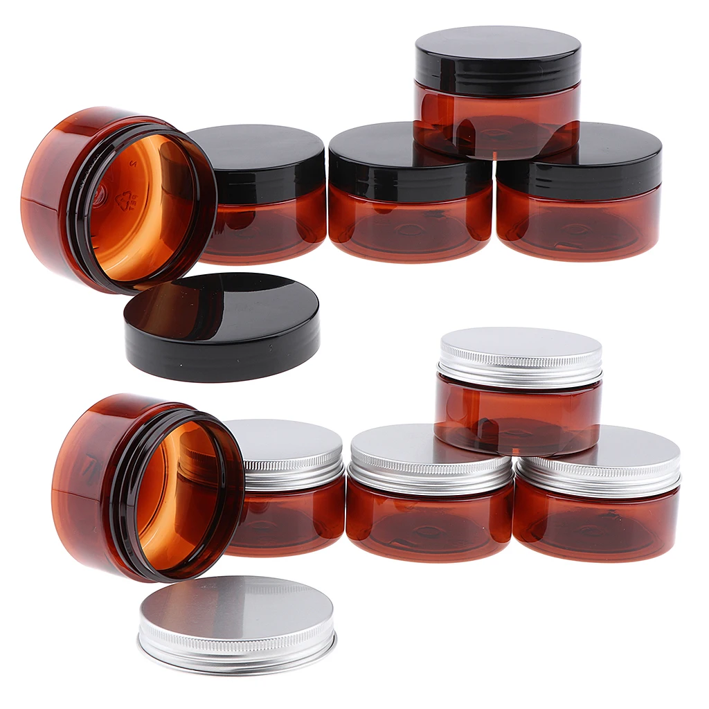 5 Piece 100g Amber Brown Round Jars with Lids for Lip Balms,Creams,Make