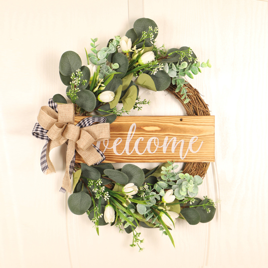 Silk Artificial Flowers Wreath Spring Garland Front Door Window Farmhouse Garden Wedding Decor Photo Prop