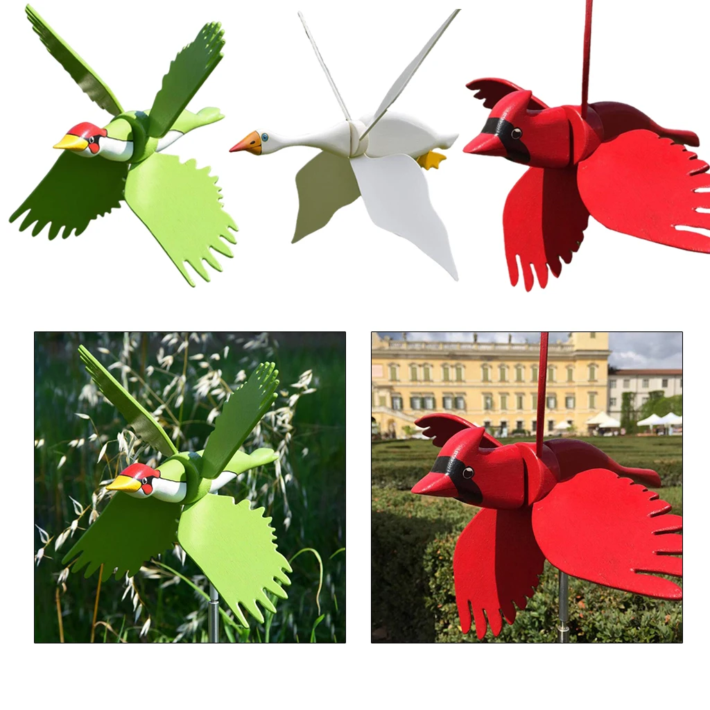 Resin Garden Pinwheel Bird Windmills Wind Spinner Whirligig Toys Yard Lawn Garden Stakes Outdoor Decorations Gifts