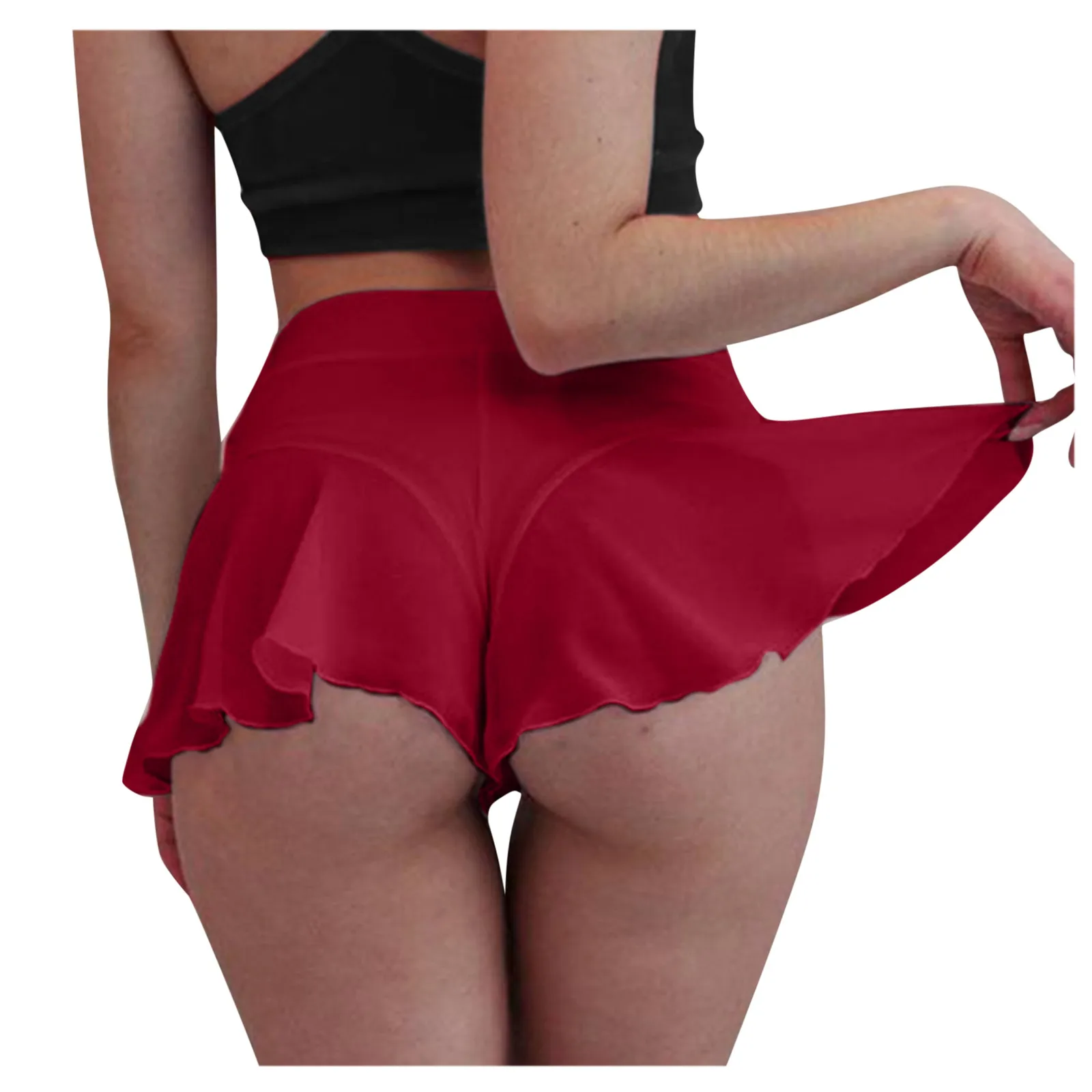 Comfortable Elegant New Female High Waist Pole Dance Ruffled Shorts Hot Pants Mini Tight Bikini Stretch For Teenage Girls birddog shorts