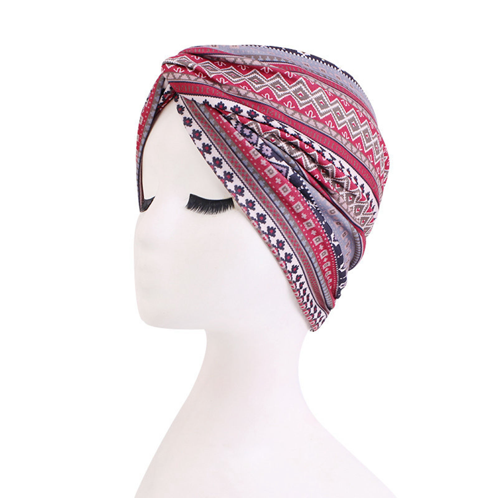 Women's Soft Cotton Chemo Caps Ethnic Muslim Print Beanie Head Scarf Skull Caps Headwear Bandana Turban Hat Head Wrap