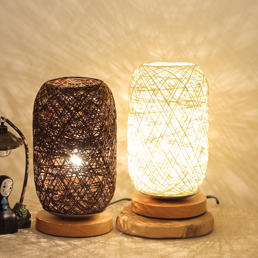 twine wicker table lamp