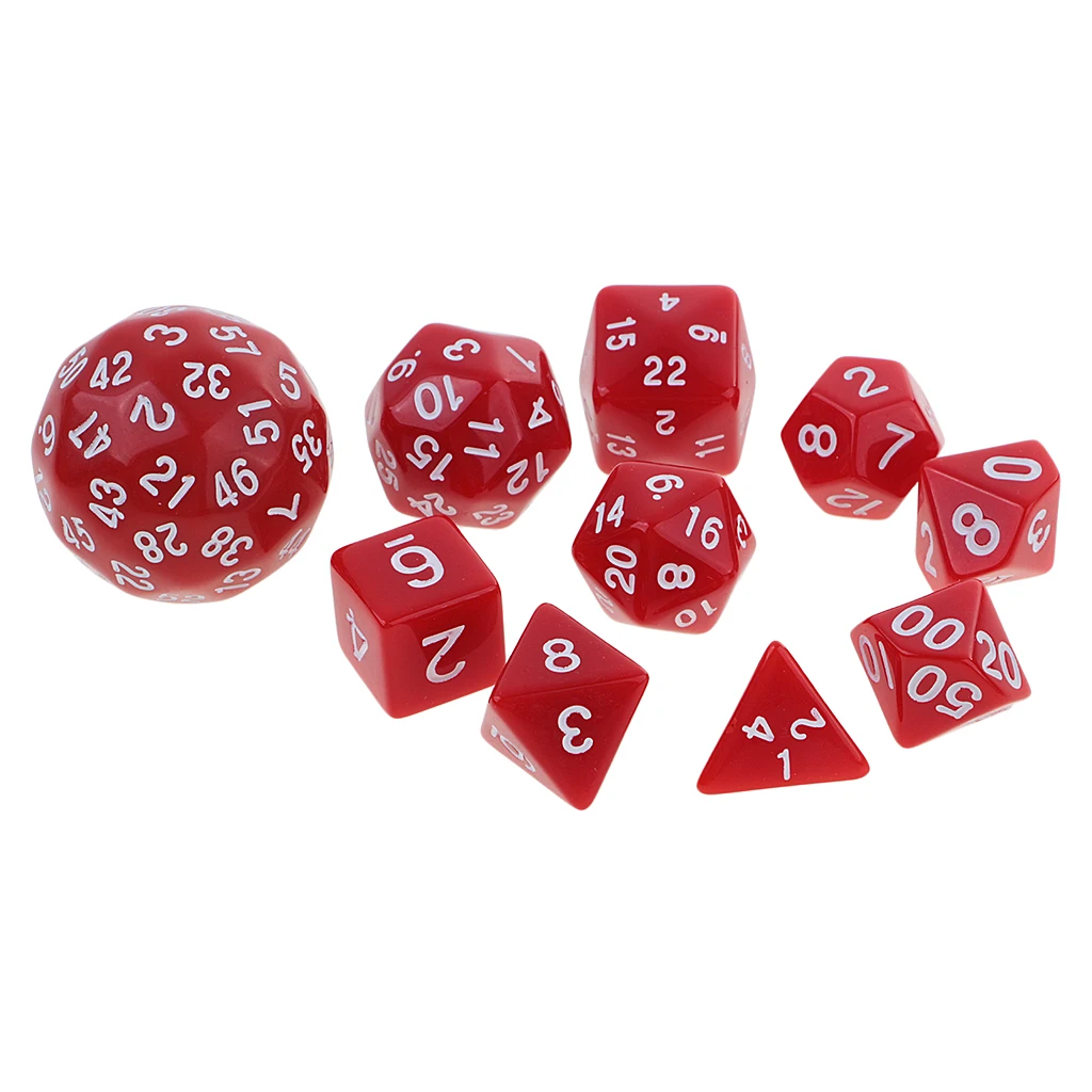 10 Pieces Acrylic Digital Dices Multi-Sided Dice Set for RPG Playing Game Tabletop Games Board Game Children Adult Youth Toys