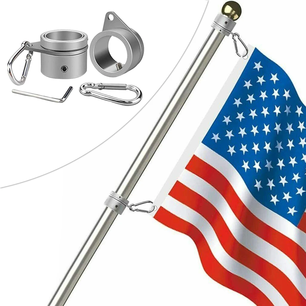 2pcs Flag Pole Rings 360 Degree Rotating Flagpole Flag Mounting Rings Anti Wrap For 1.0 To 1.26 Inch Flag Pole