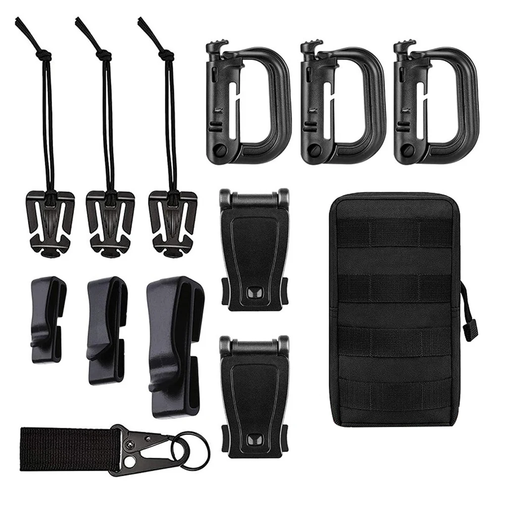 Kit of 13 Molle Attachments for  Belt Webbing Key Ring D-Ring Clip