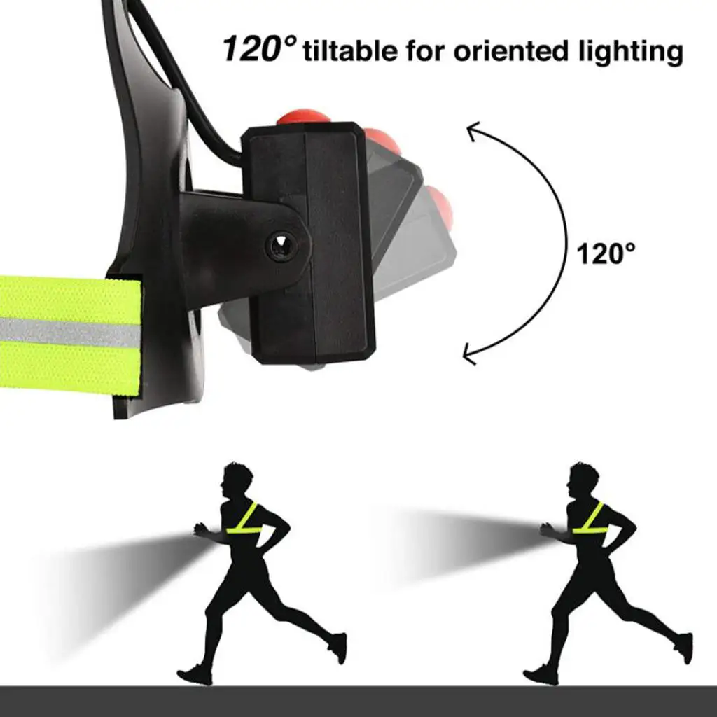 3 Light Mode Night Running Light Waterproof Bright LED Chest Light Running Lamp Flashlight for Adults Women Men