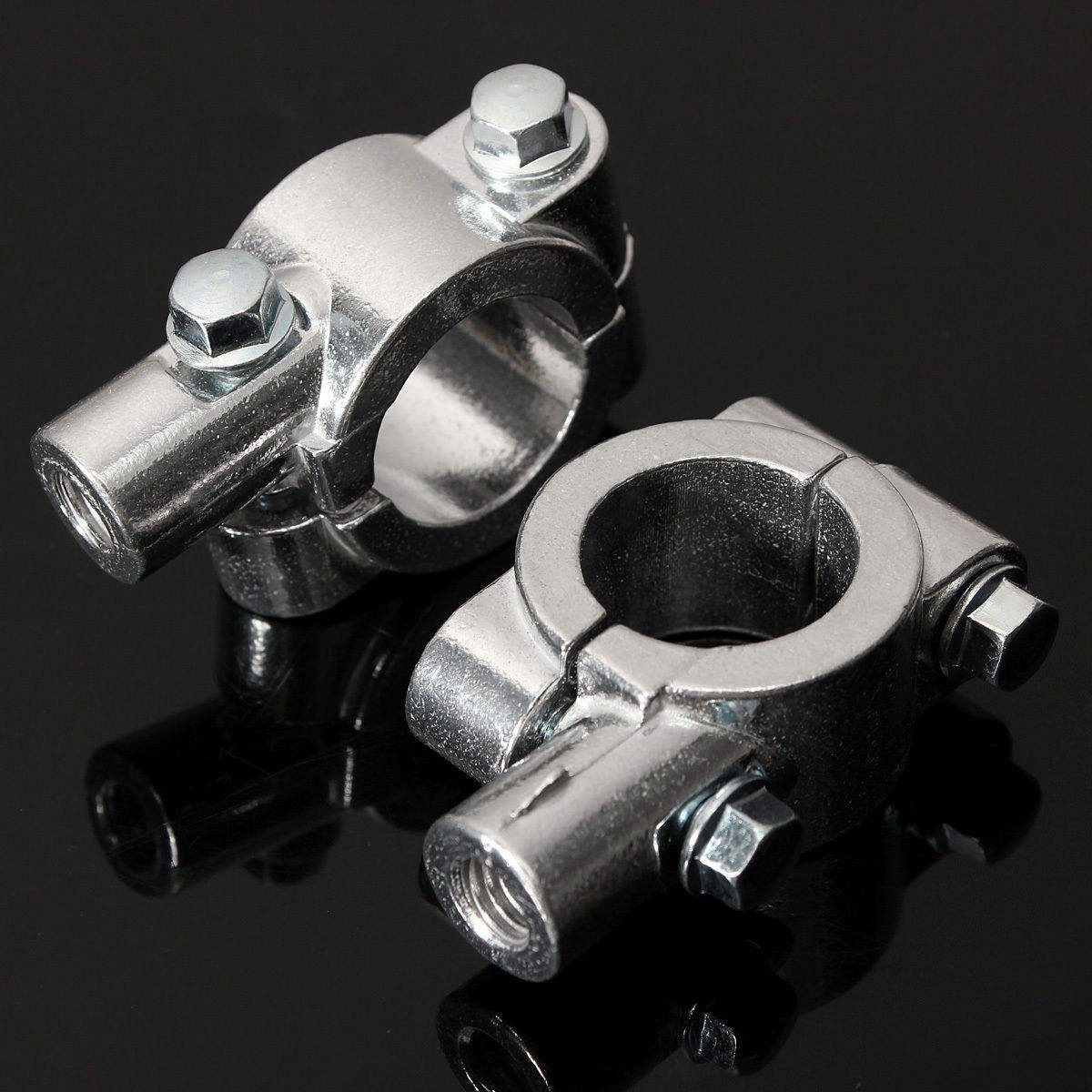 2pcs Motorcycle Bike 7/8inch(22mm) Handlebar Mirror Holder Clamp Mounting Bracket Chrome 8mm