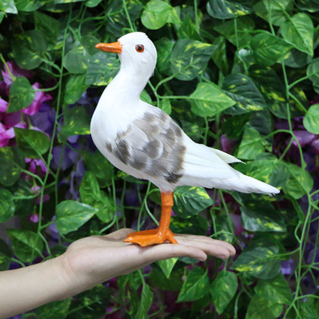 Realistic Feathered Seagull Birds Sculpture for Home, Garden, Beach Seaside,