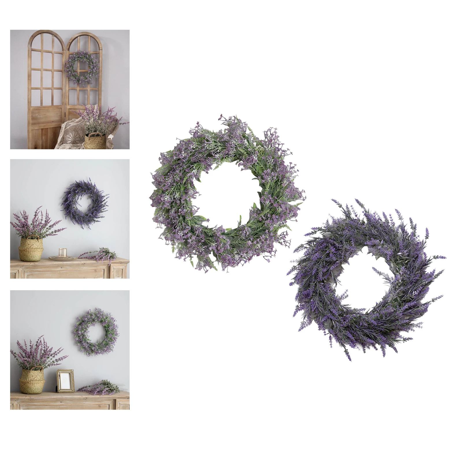 Artificial Greenery Fake Flower Wreath 16.53inch for Front Door Wall Home Decoration