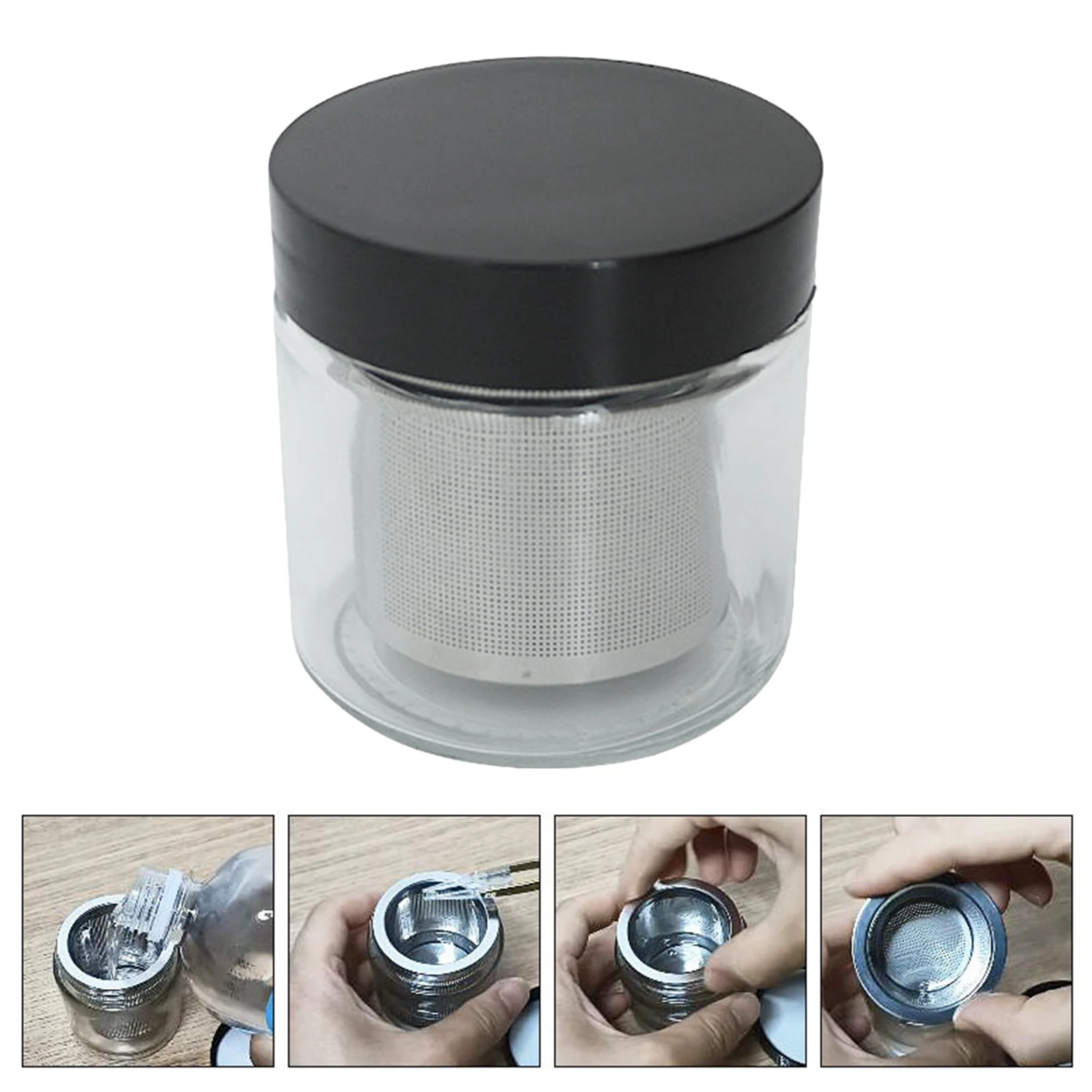 Glass Diamond Washing Cup Jewelry Cleaning Jar 76x73mm Watch Parts Cleaner