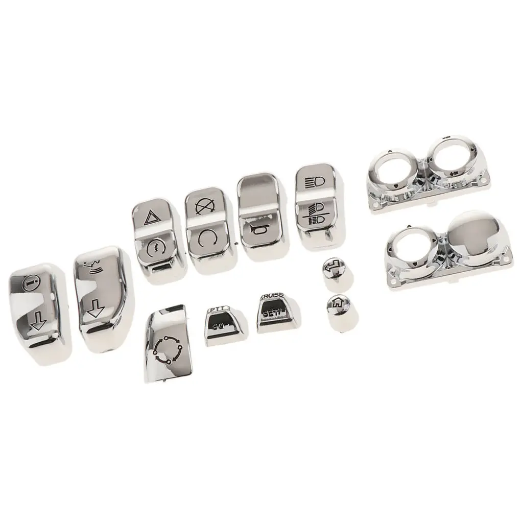 13 Pieces Chrome Switch Housings Caps Set for Harley 2014-2017