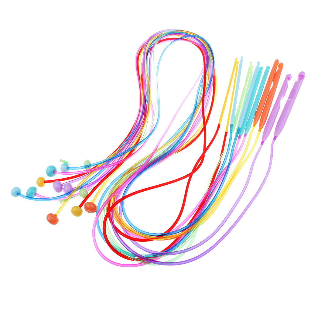 12 Sizes lastic Afghan Flexible Crochet Hook Weave Needles, Pack of 12