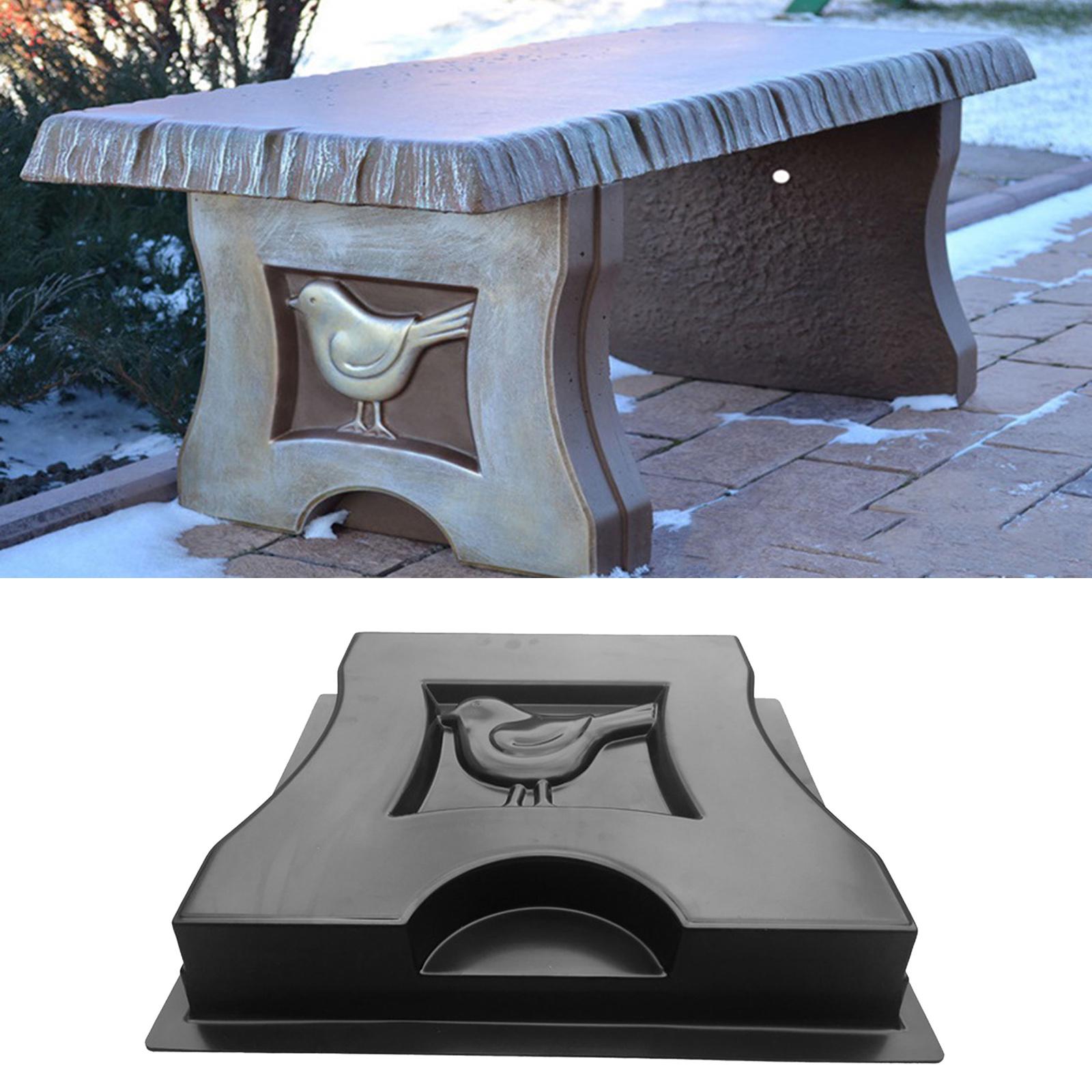 Black Bench Leg Mould Bird Shaped DIY Concrete Garden Patio Garden Benches