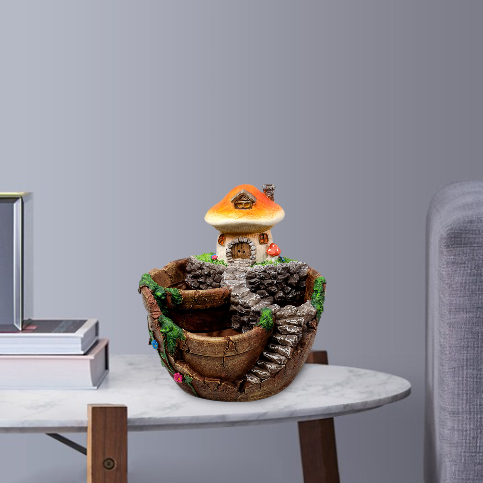 Creative Flower Pot Succulent Plants Garden Resin Container House Stairs Ladder Micro Landscape for Plant DIY Home Office Decor