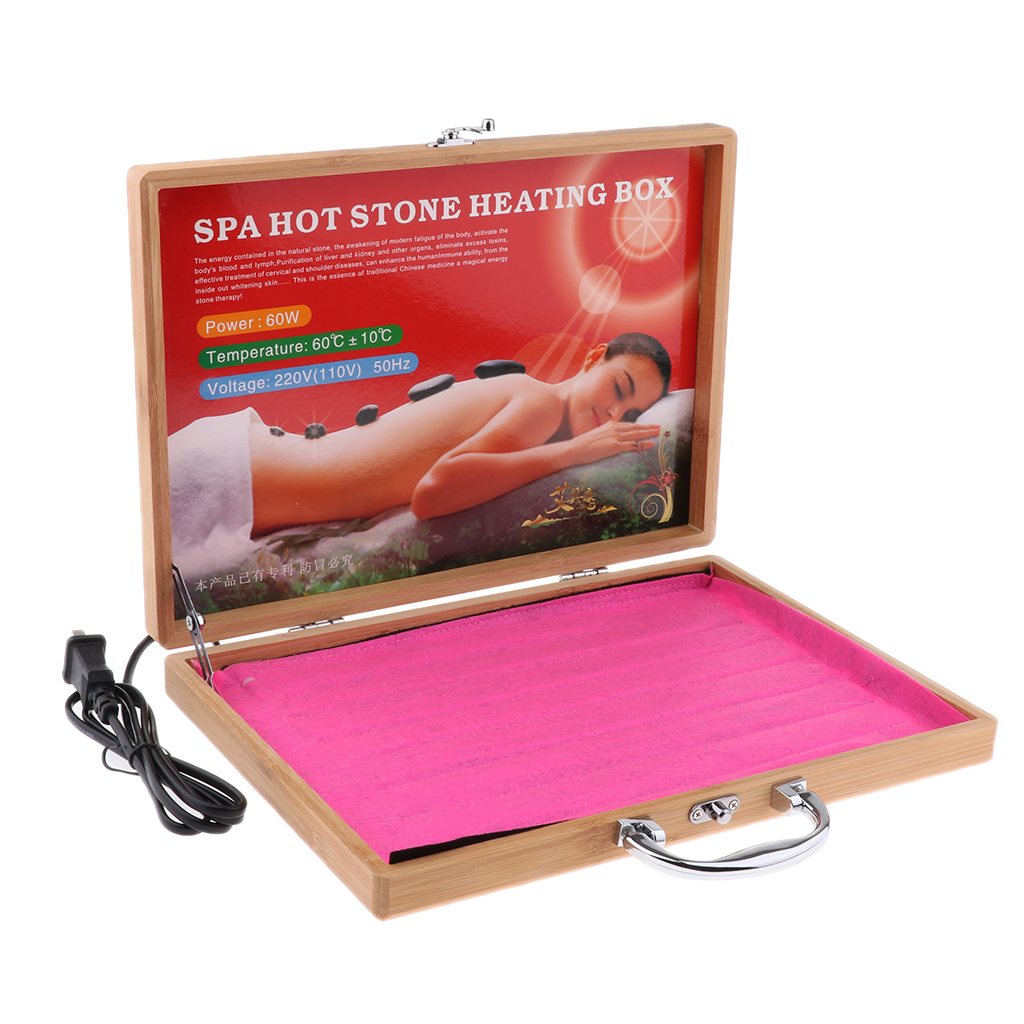 Lightweight and Portable Hot Stone Massage Heater Warmer Box Case for 20 Piece Spa Rock Stone - US Plug