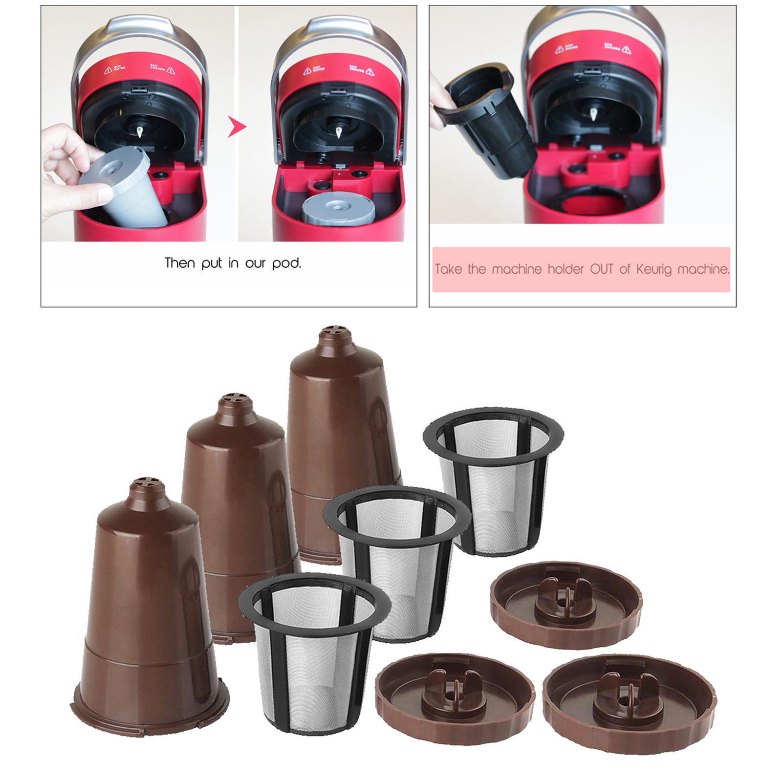 3x Reusable K Cups Easy To Use Refillable Single Cup Coffee Filters for Kitchen Bar Cafe Coffee Maker Accessory