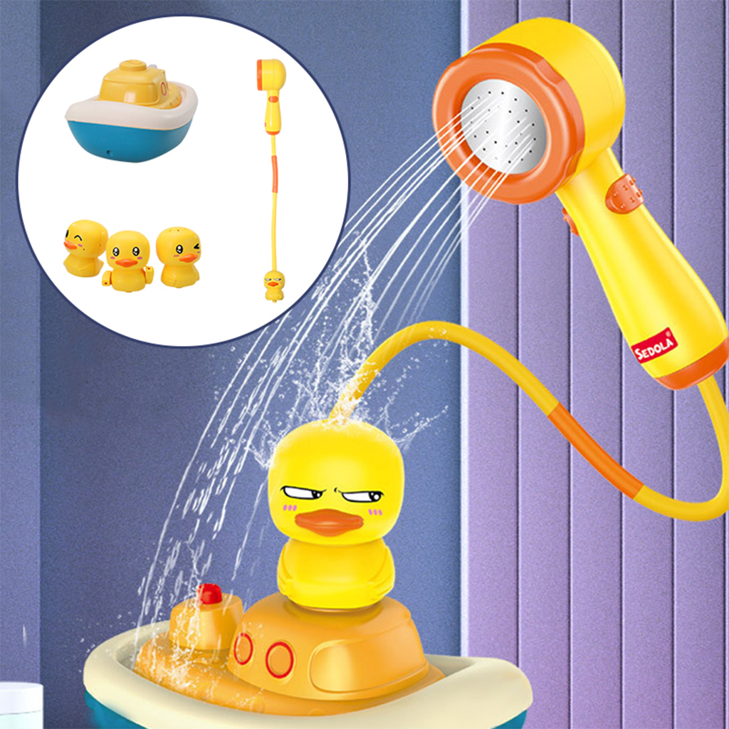 Toddler Baby Electric Duck Water Spray Bath Shower Toys Water Pump Sprinkler, 3 Spraying Modes