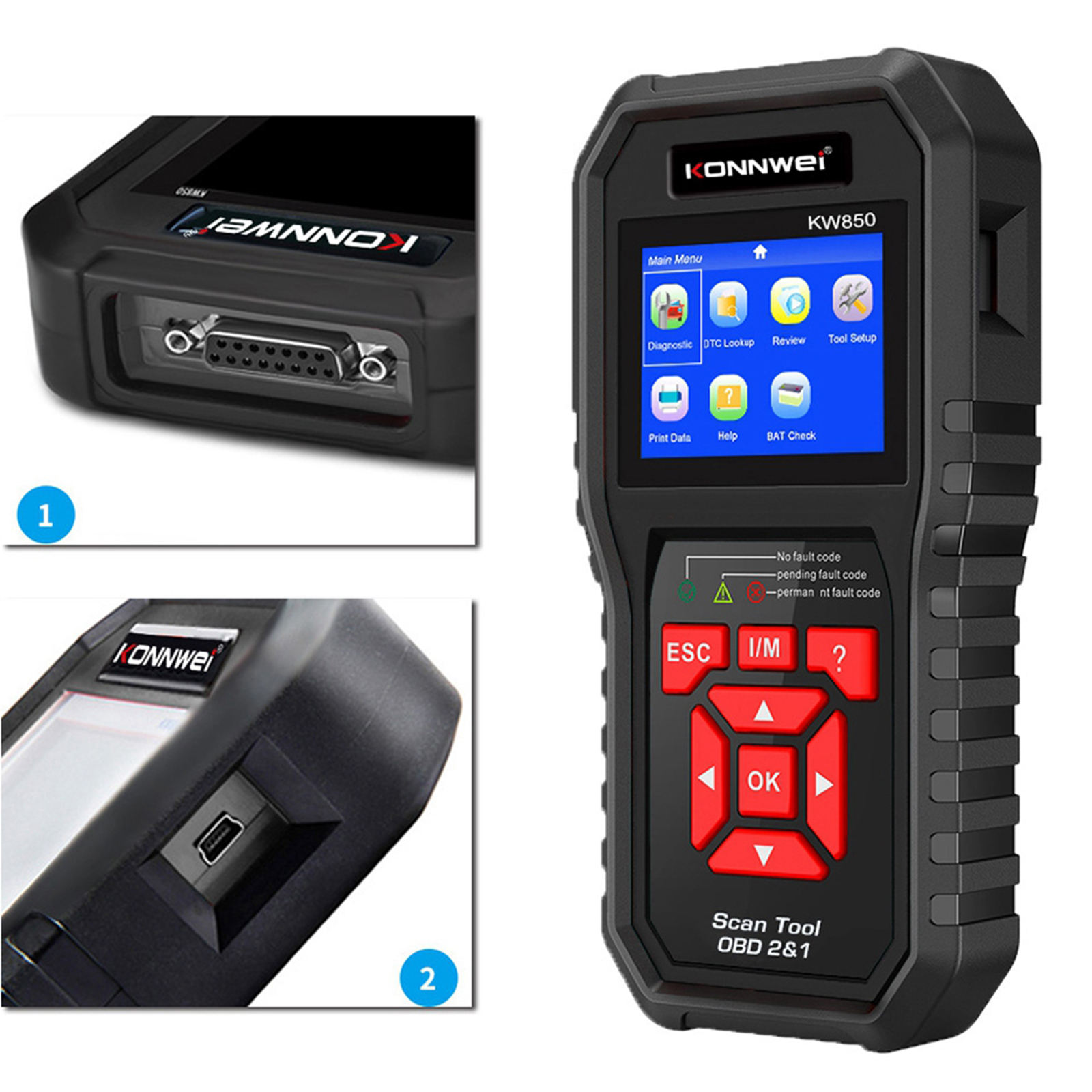 KW850 OBD II Car Diagnostic Scanner Tool Check Engine Code Reader Unil