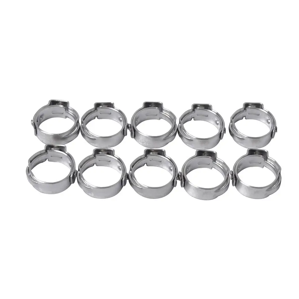 10Pcs 7.8mm-9.5mm O-Clips Single Ear Stainless Steel Hydraulic Hose Clamps