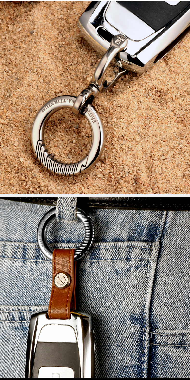 Luxury Titanium Car Key Chain Men Keychain Lightweight EDC Spin Key Ring Holder Buckle Male Father's Day Gift Jewelry Wholesale
