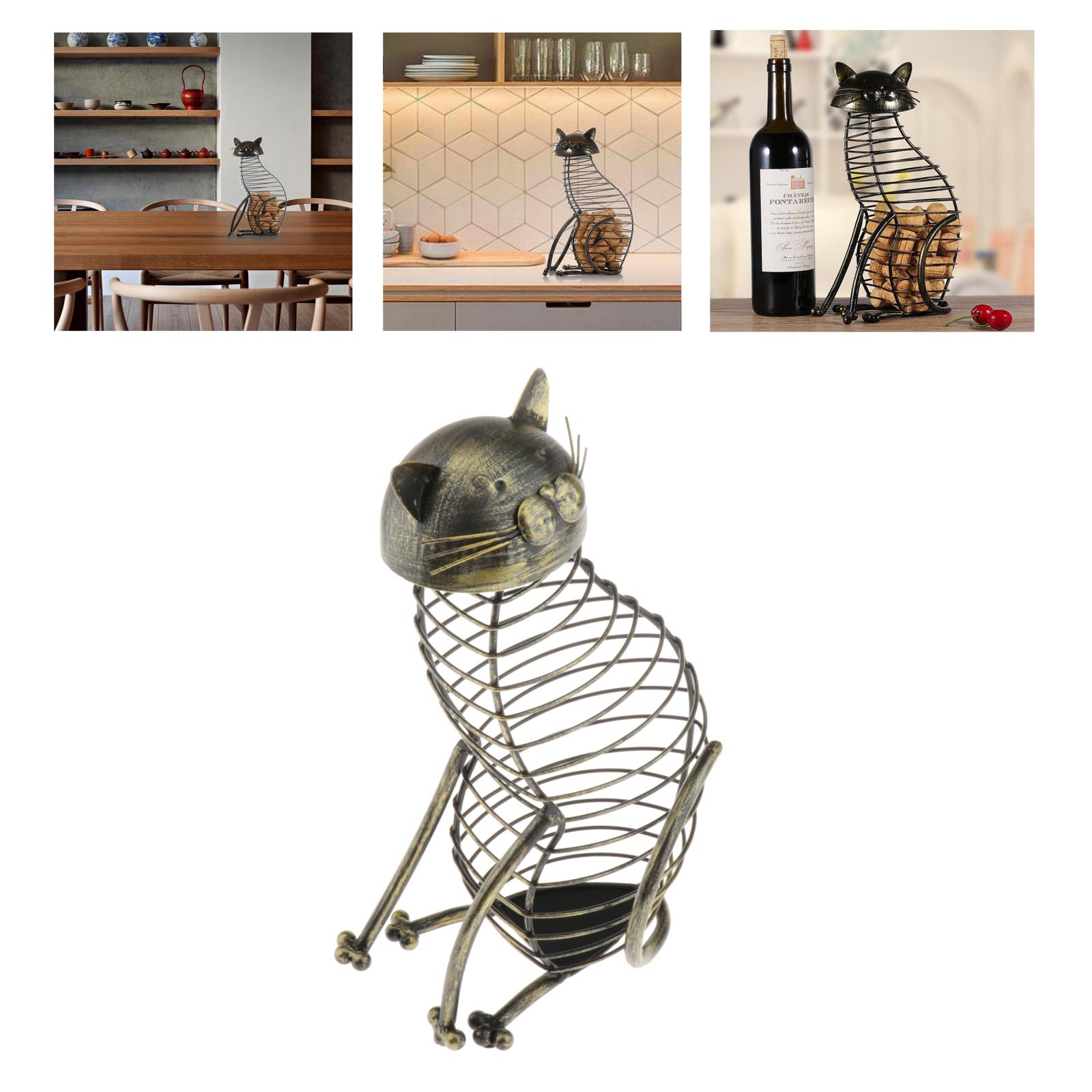 Vintage Decorative Design Metal Cat Shaped Wine Counter Cork Table