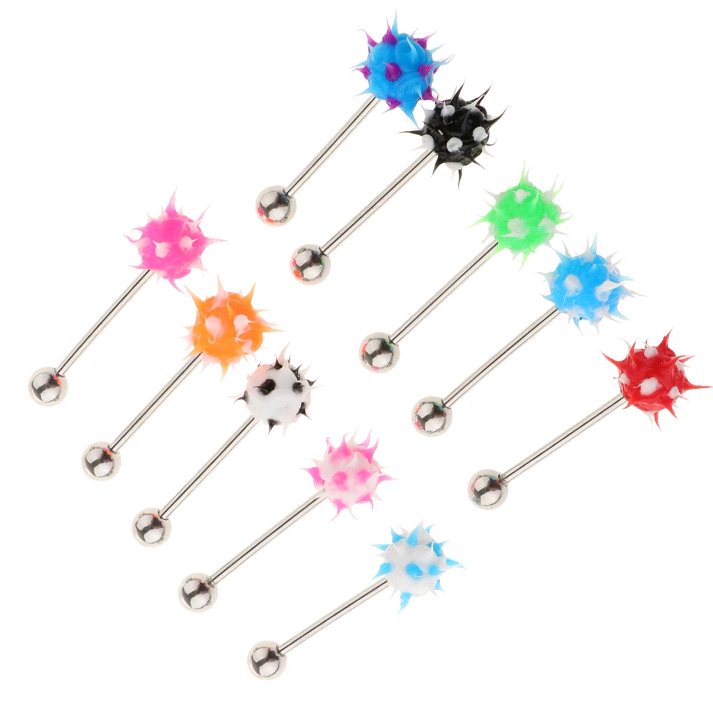 10 Pieces Colored Steel with Rings for The Tongue of The Lip Piercing for The