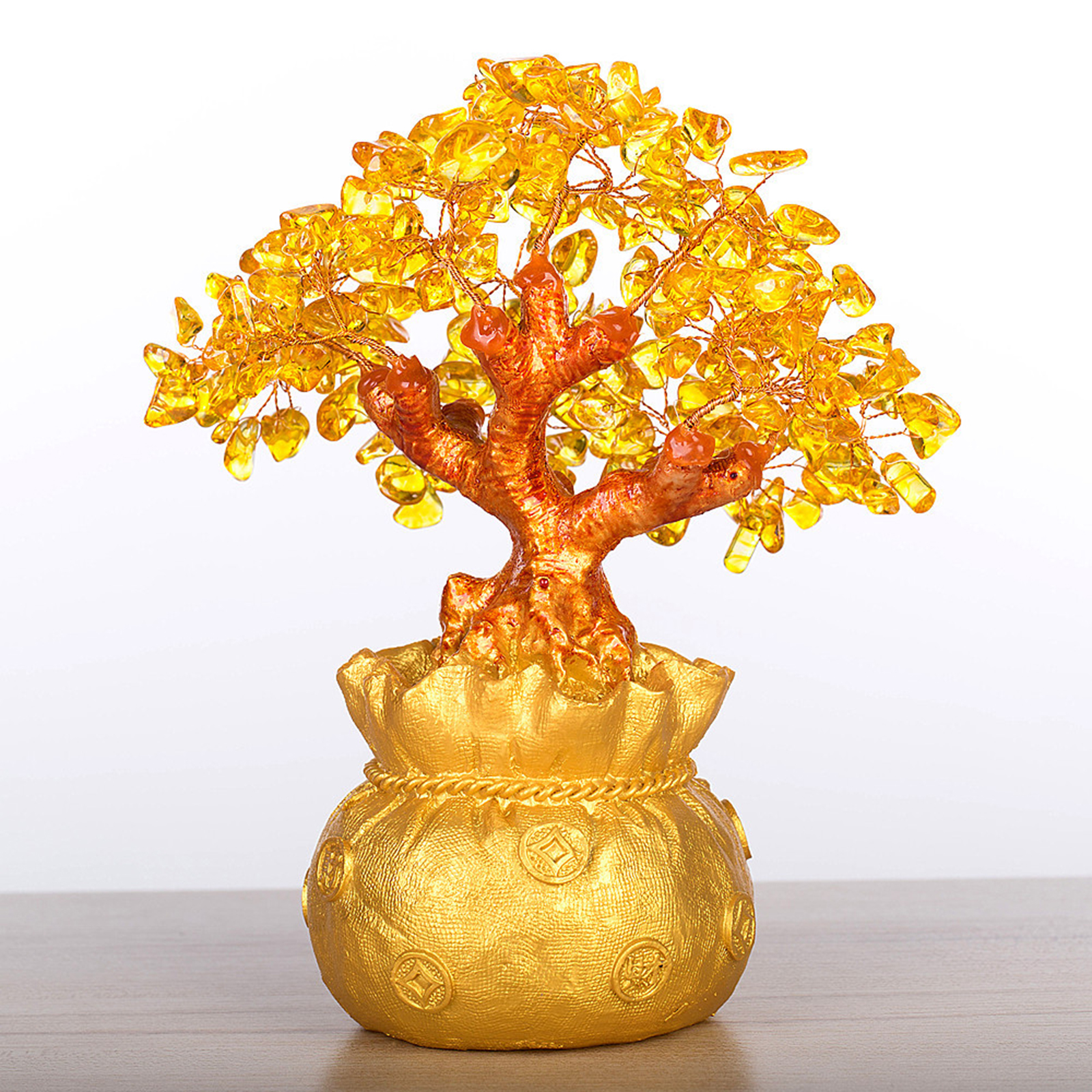 Crystal Money Tree Bonsai Wealth & Good Luck Feng Shui Lucky Tree Plant Home Office Tabletop Bedroom Living Room Decor Art Craft