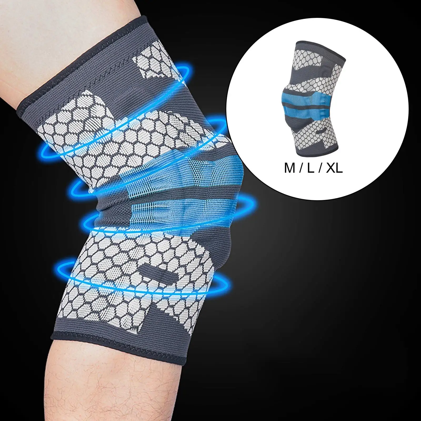 Knee Brace Keep Warm Heavy Duty Washable Compression Sleeves Blue Leg Protector Springs Breathable for Fitness Equipment Men