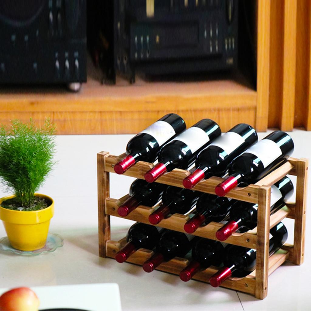 Wood Wine Rack Liquor Holder Wine Storage Rack Wine Bottle Holder for Pantry Decoration