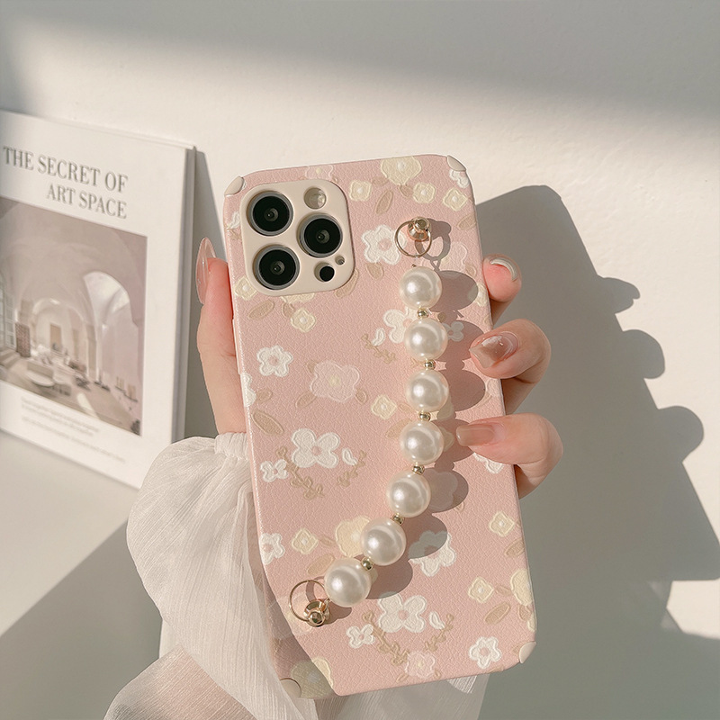 Art Pink Floral Flower Pearl Bracelet Phone Case For iPhone 12 Mini 11 Pro Max X Xs Max Xr 7 8 Puls SE Cases Soft Leather Cover Art Pink Floral Flower Pearl Bracelet Phone Case For iPhone 12 Mini 11 Pro Max X Xs Max Xr 7 8 Puls SE Cases Soft Leather Cover