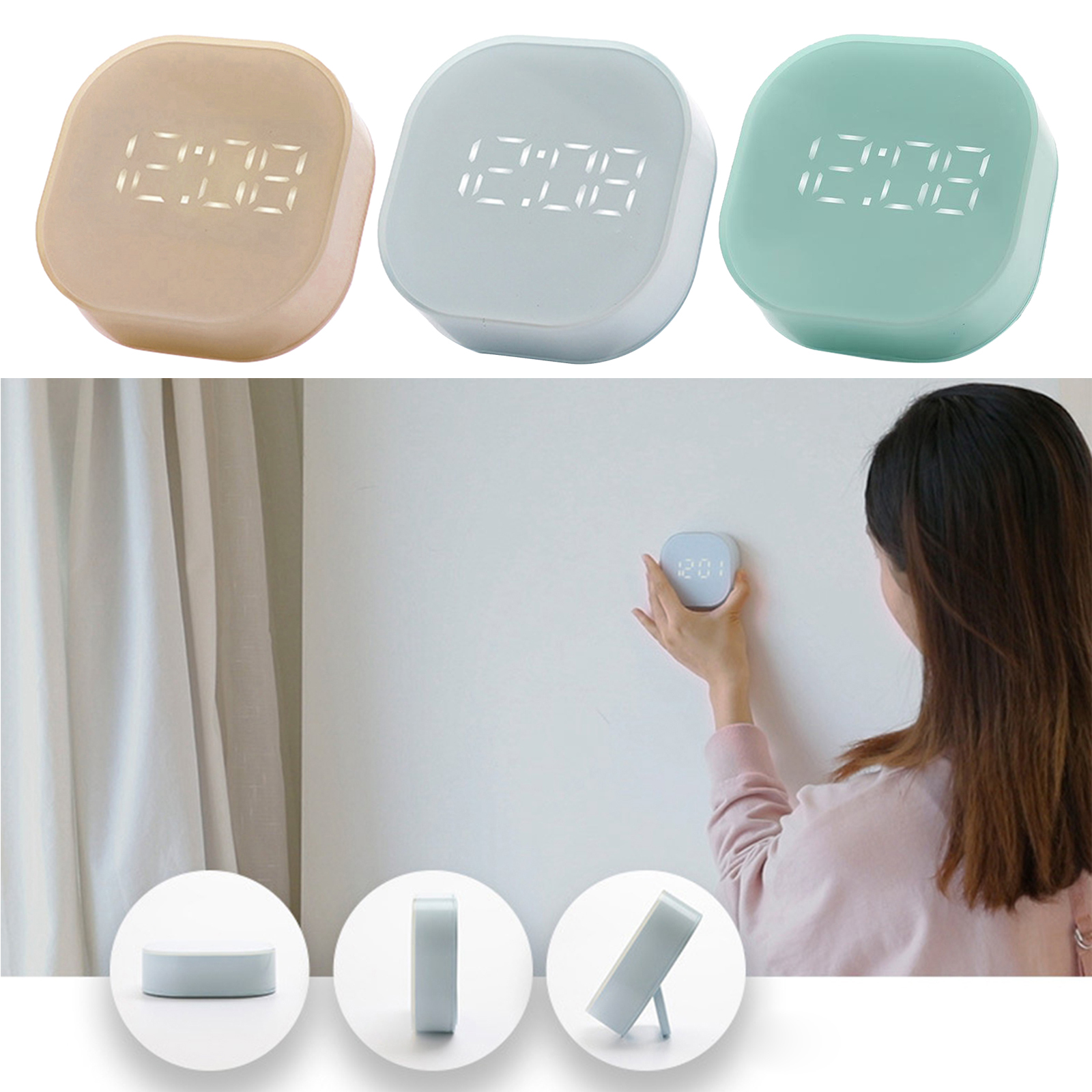 Mini Cube Bedside Digital Alarm Clock Magnetic with Snooze Timer 