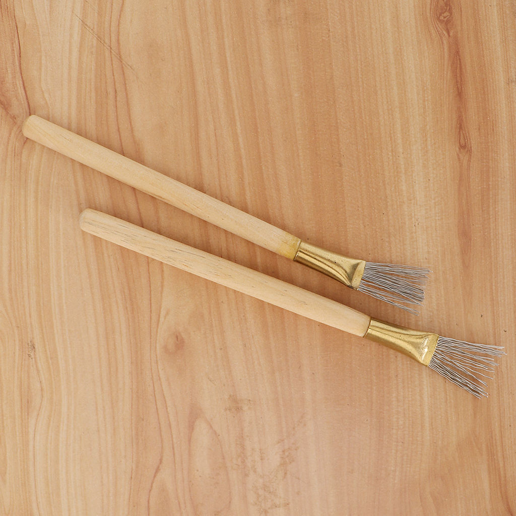 2pcs Wooden Handle Design Clay Pottery Ceramic Soap Engraving/Scraping Tools Stainless Steel Wire Brush/Scraper