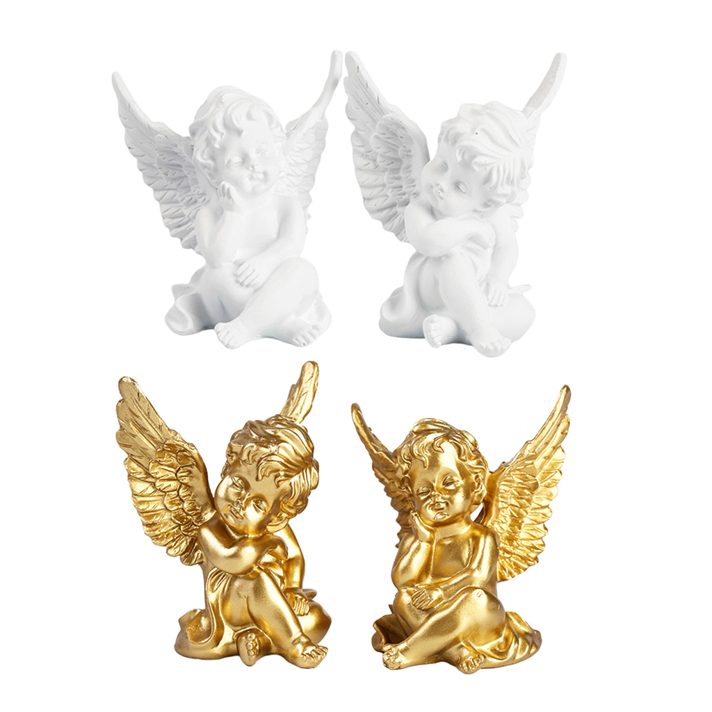 4pcs Cupid Angel Statue Tabletop Cherub Home Decorative Garden Ornaments 