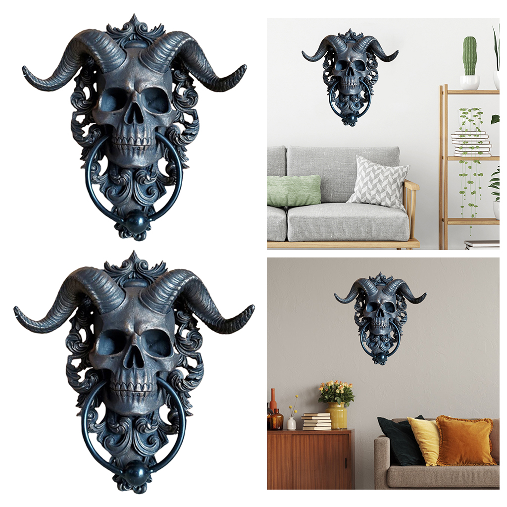 Satan Sheep Skull Head Wall Mounted Decor Resin Sculpture Ornament Crafts