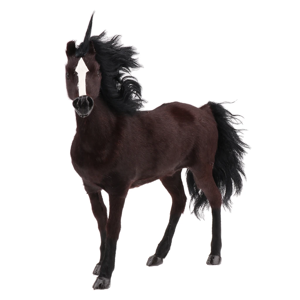 Lifelike Simulation Plush Stuffed Horse Animals Model Figure Plush Figures Soft Toy Home Decoration Black