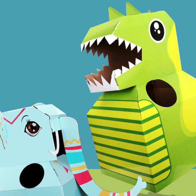 1 pc cartoon dinossauro papelão wearable diy modelo crianças cosplay jogo  de montagem brinquedos - AliExpress