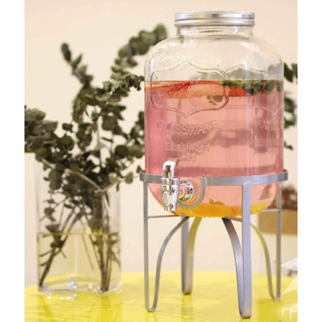 Glass Jar Beverage Dispenser Metal Drink Holder for Party Tea Baskets