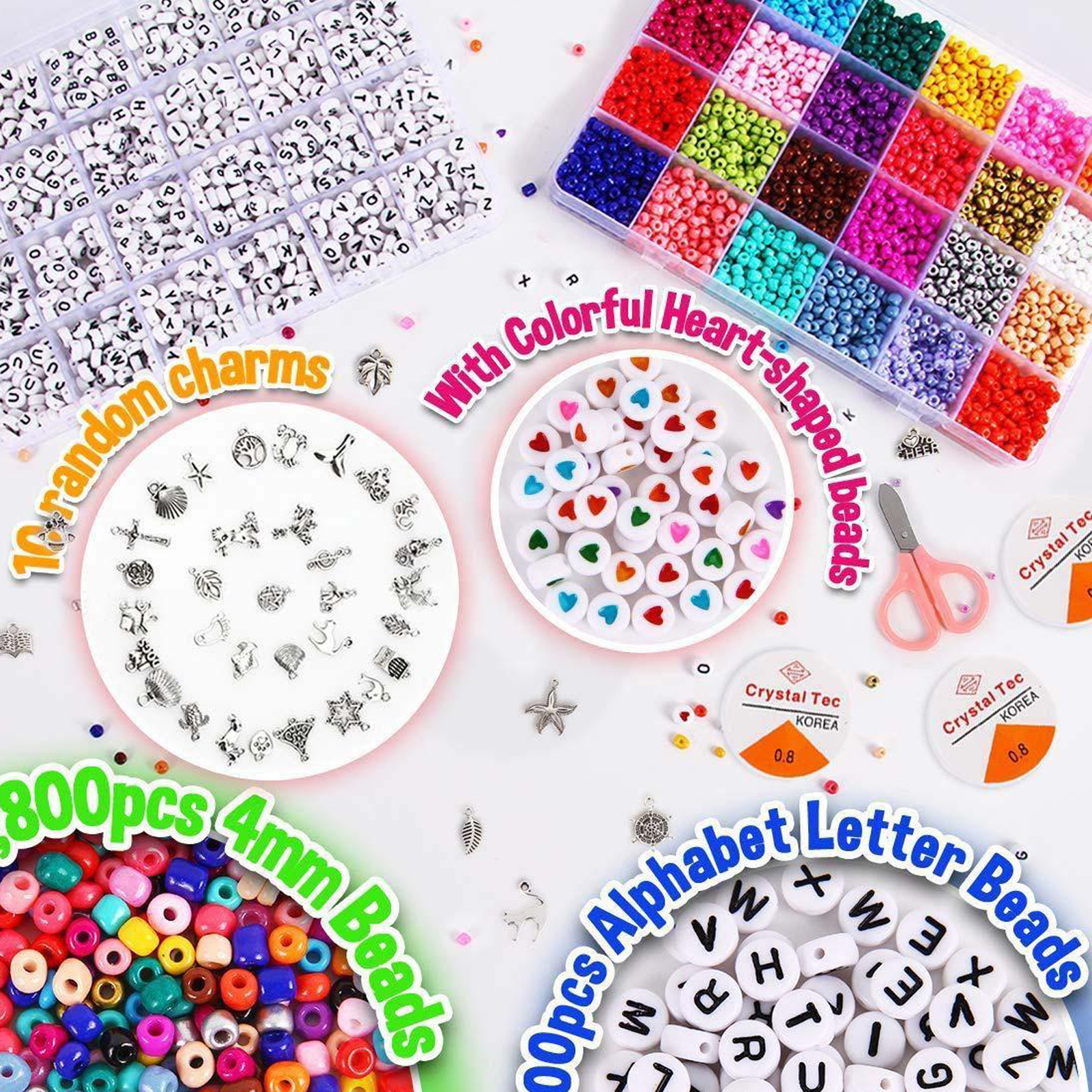 5000Pcs 4mm Glass Seed Bead Loose Beads Necklace Jewelry Findings Supplies