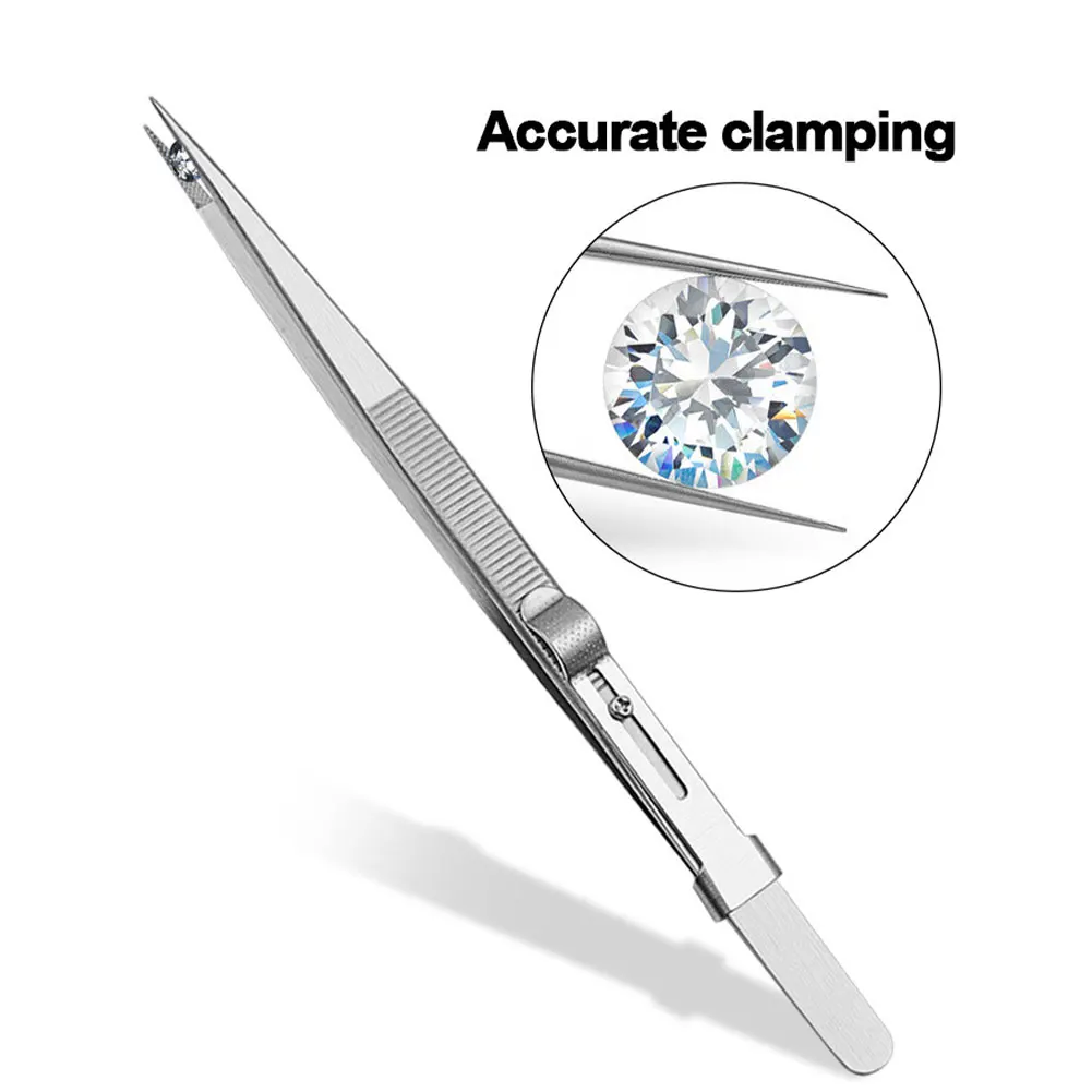 2pcs/pack Diamond Anti Static Jewelry Tweezer Multi Purpose Professional Stainless Steel Soldering Locking Repairing Electronics best hand planer