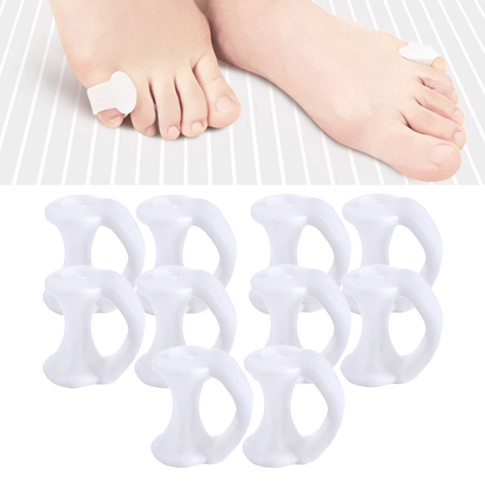 10x Soft Reusable Pinky Toe Pads Toe Separators Little Toe Straightener