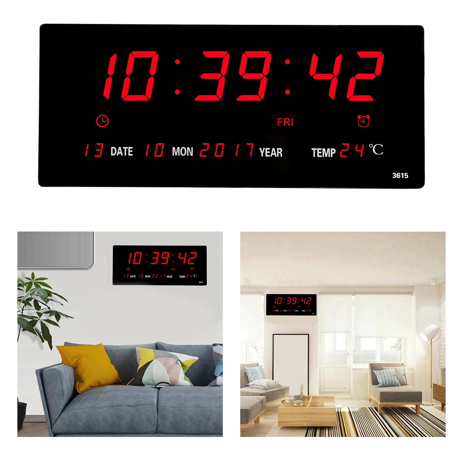 Reloj Digital Temperatura Inteligente De Pared 32cm X 20 Cm