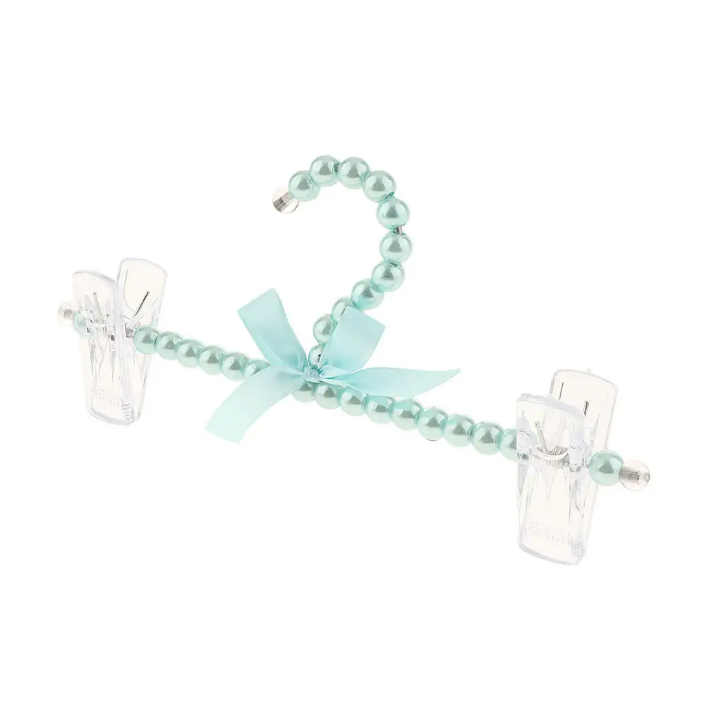 Imitation Pearl Beaded Clothes Hanger with Bow-knot Elegant Pant Rack for Girls Newborn Closthes Doggie Dress, 9.45inch