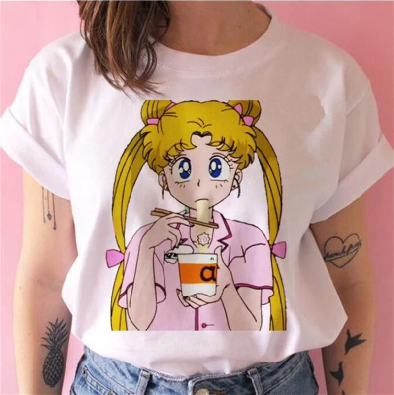 Funny Sailor Moon T Shirts Harajuku Casual Female Ulzzang Women Graphic Ulzzang Japanese Kawaii Top Tee sport t shirt