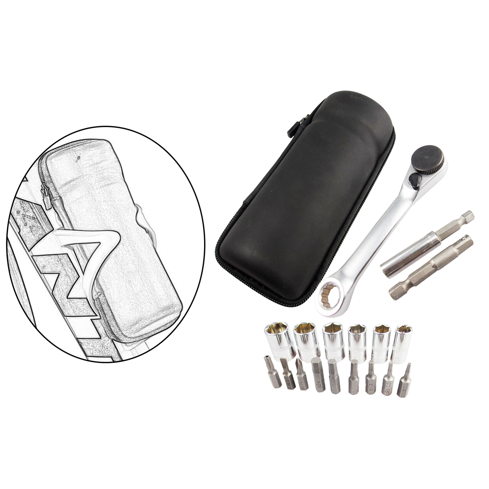 Socket Ratchet Wrench Metal Spanner Bike Repair Tools Sleeve Kit for Road MTB Bicycle Accs