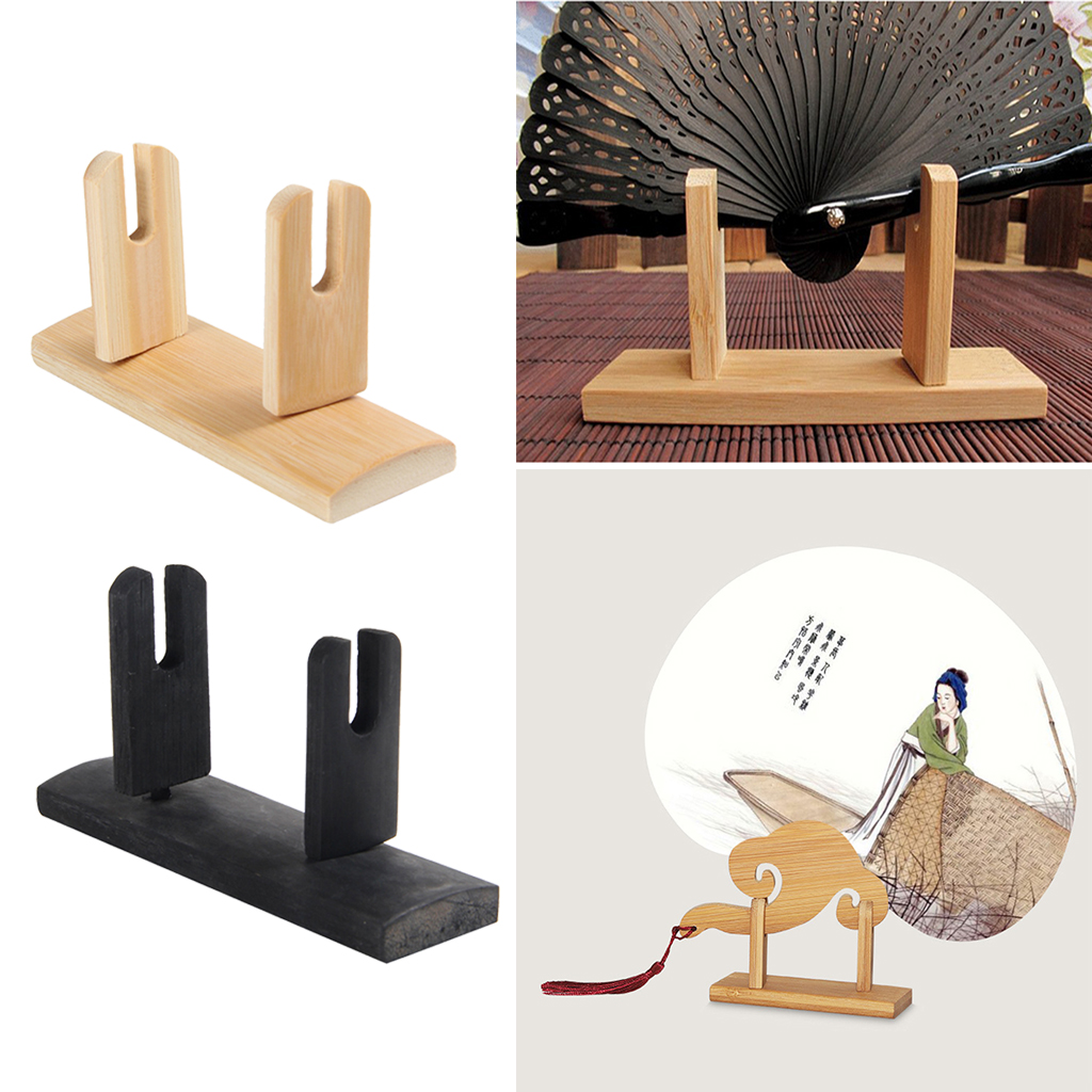 Vintage Retro Style Bamboo Fan Display Stand Holder for Collecting Antique Folding Fan Home Decor