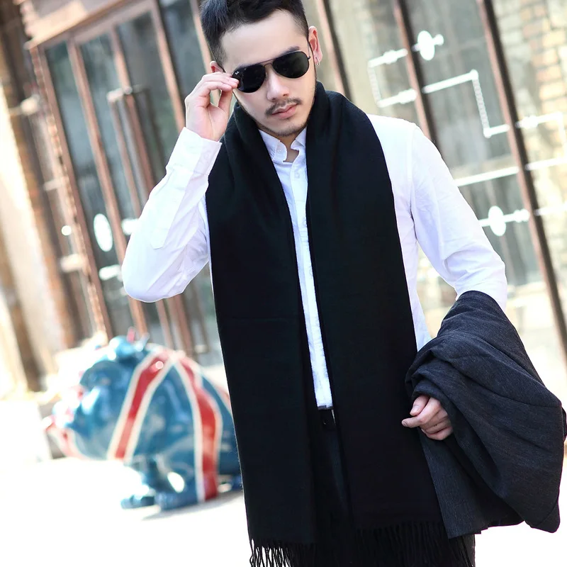 man scarf New Artificial Cashmere Scarf Men's Winter Warm Pashmina Shawl Luxury Plain Neck Scarves Outdoor Windproof Birthday Gift For Man head wraps for men