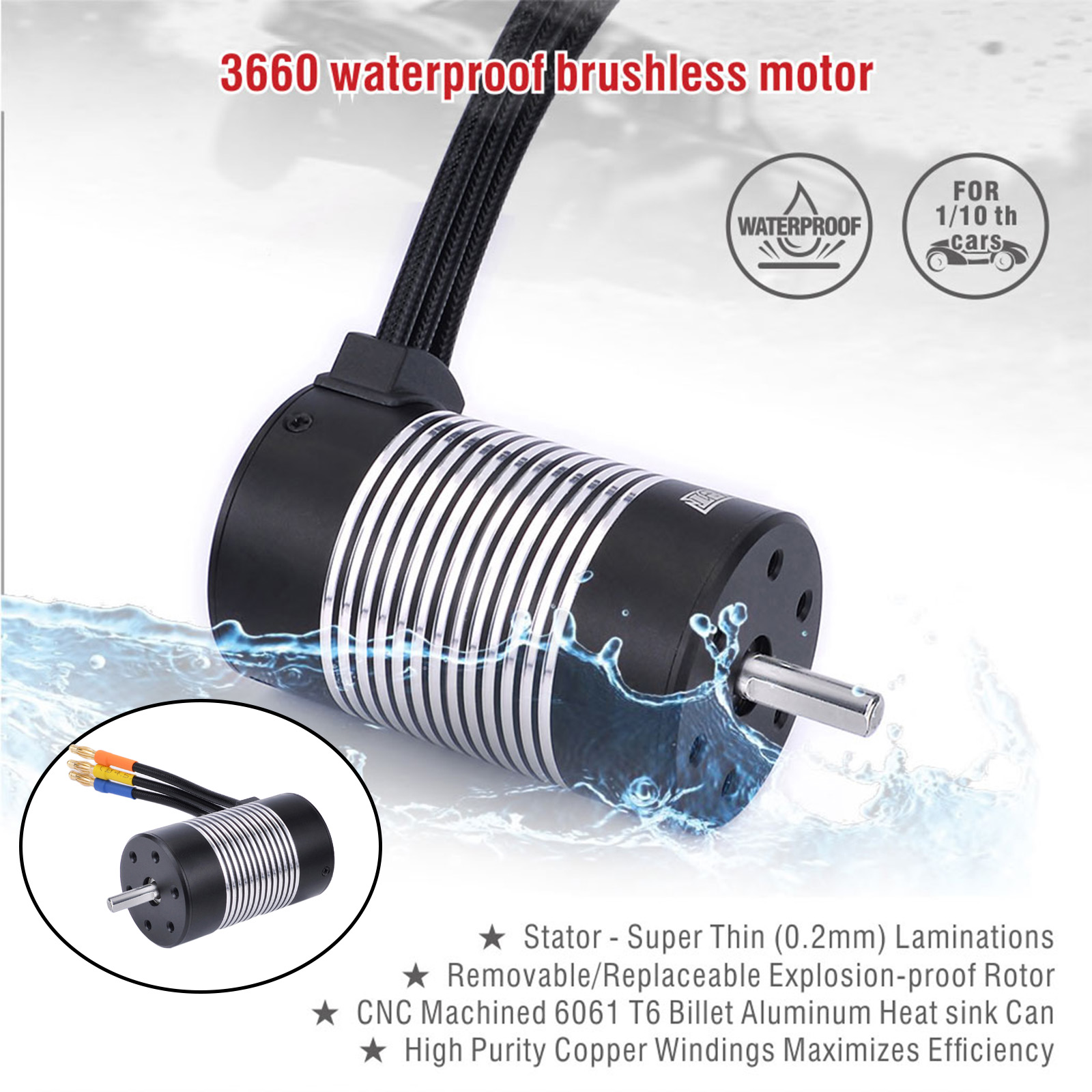 Brushless Motor 4 Pole 12 Slot for 1/10 Rock Climber Car Spare Components 4mm Banana Plug